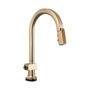 Brizo 64022LF-GLWDLHP Smarttouch Pull-Down Faucet With Arc Spout Less Handle Brilliance Luxe Gold Wood