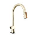 Brizo 64022LF-PNWDLHP Smarttouch Pull-Down Faucet With Arc Spout Less Handle Brilliance Polished Nickel Wood