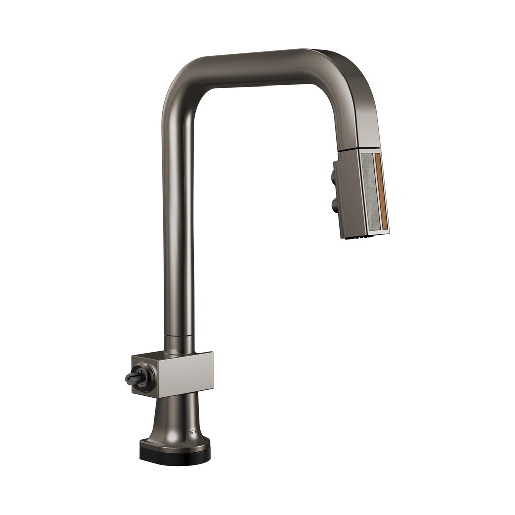 Brizo 64023LF-BNXWDLHP Smarttouch Pull-Down Faucet With Square Spout Wood Concrete Wand Less Handle Brilliance Black Onyx