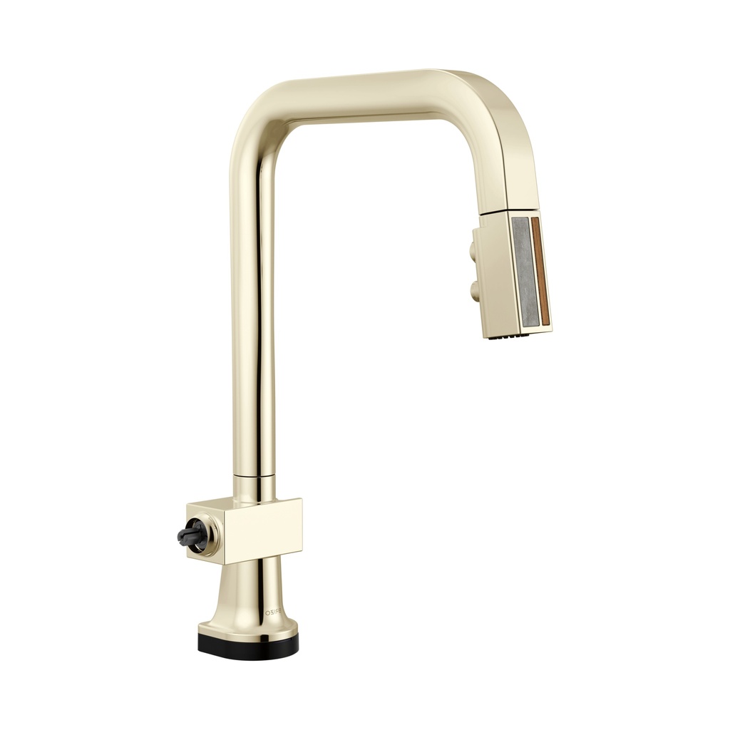 Brizo 64023LF-PNWDLHP Smarttouch Pull-Down Faucet With Square Spout Wood Concrete Wand Less Handle Brilliance Polished Nickel Wood
