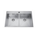 &lt;&lt; Kindred QDLF2233-8-1 20 Gauge Hand Fabricated Dual Mount Double Bowl Ledgeback Sink 1 Faucet Hole