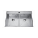 Kindred QDLF2233-8-1 20 Gauge Hand Fabricated Dual Mount Double Bowl Ledgeback Sink 1 Faucet Hole