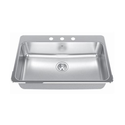 Kindred QSLA2031/8 31 x 20 Single Bowl Stainless Steel Drop In Sink 3 Holes