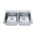 Kindred QDLA2233-8-4 Steel Queen Double Bowl Ledgeback Stainless Steel Kitchen Sink