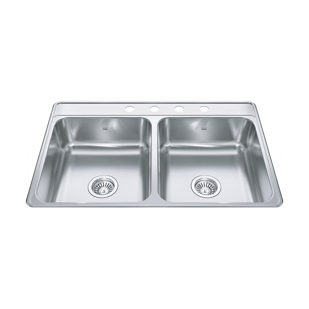 Kindred CDLA3322-7-4 Creemore Double Bowl Stainless Steel Kitchen Sink