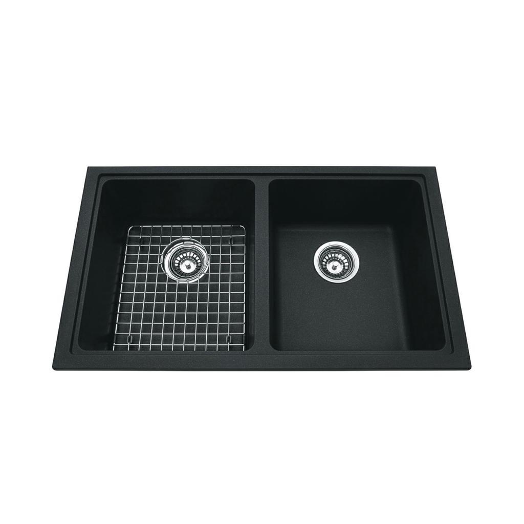 Kindred KGD1U-8ON Granite Undermount Double Sink Onyx Includes Grid