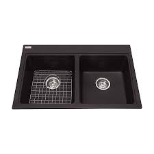 Kindred KGDL2031-8ON Granite Drop-In Double Sink Onyx 1 Hole Includes Grid