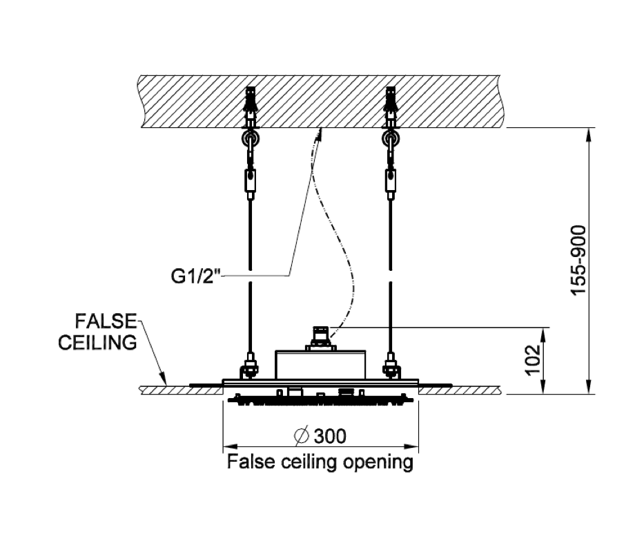 Gessi 57803 14 Shower System For False Ceiling Installation Mirror Steel