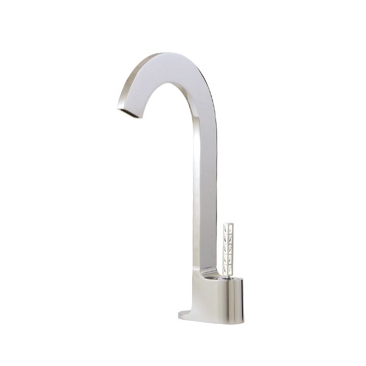 Aquabrass 39520 Cut Tall Single Hole Lavatory Faucet With Aquacristal Handle Polished Chrome