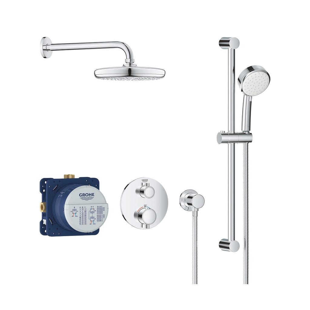 Grohe 34745000 Grohtherm Round Thermostatic Shower Set Chrome
