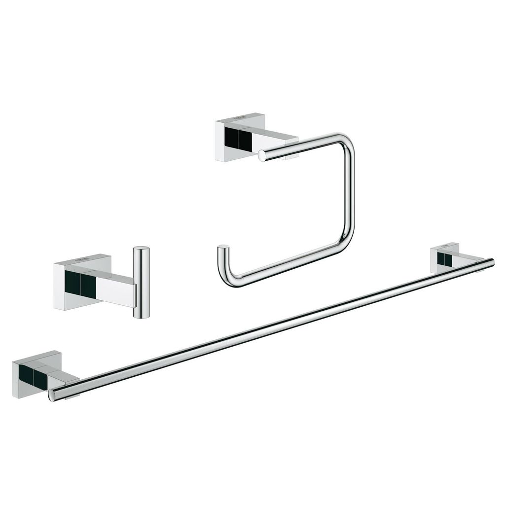 Grohe 40777001 Essentials Cube Guest Bathroom Accessories Set 3-in-1 Chrome