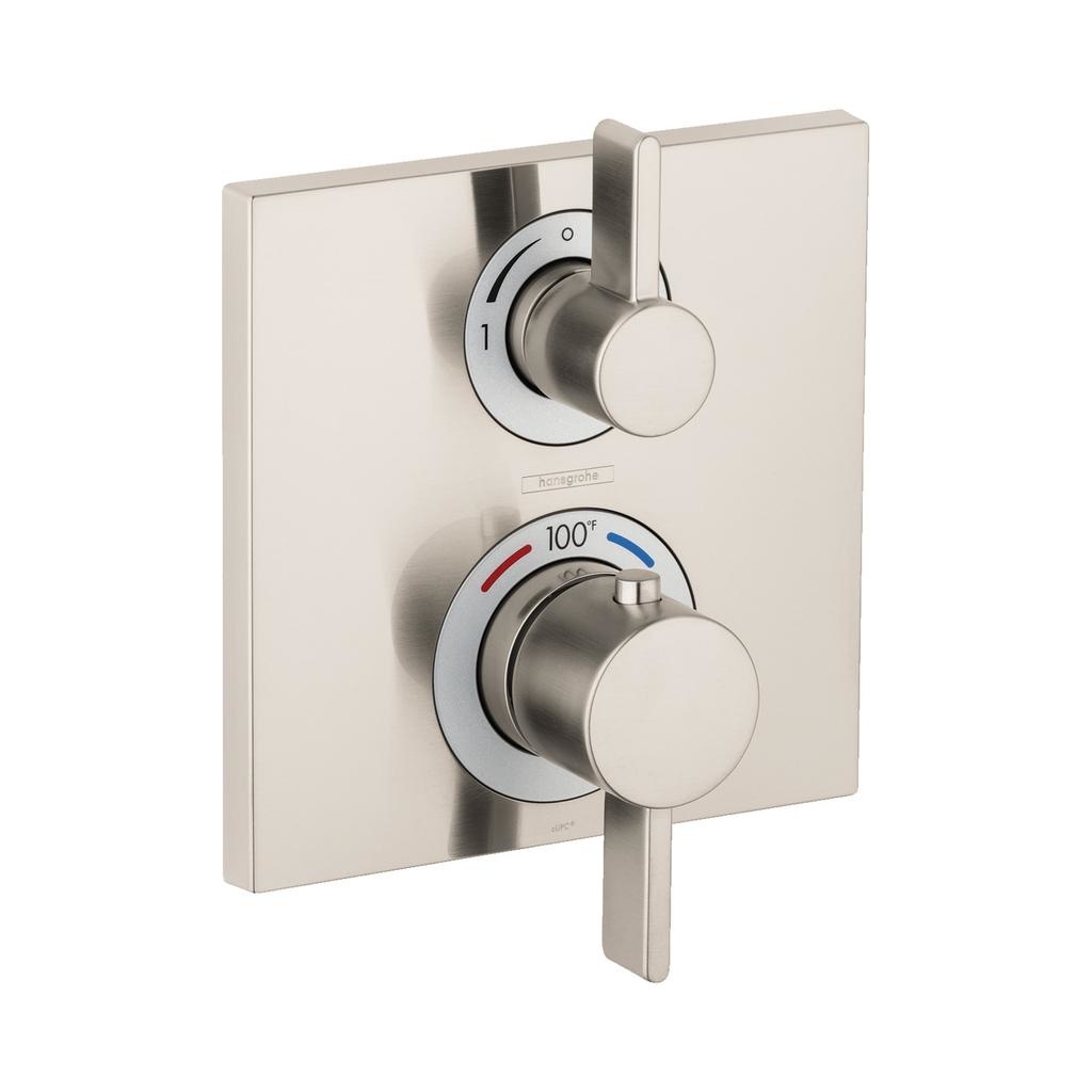 Hansgrohe Ecostat Square Thermostatic Trim Brushed Nickel