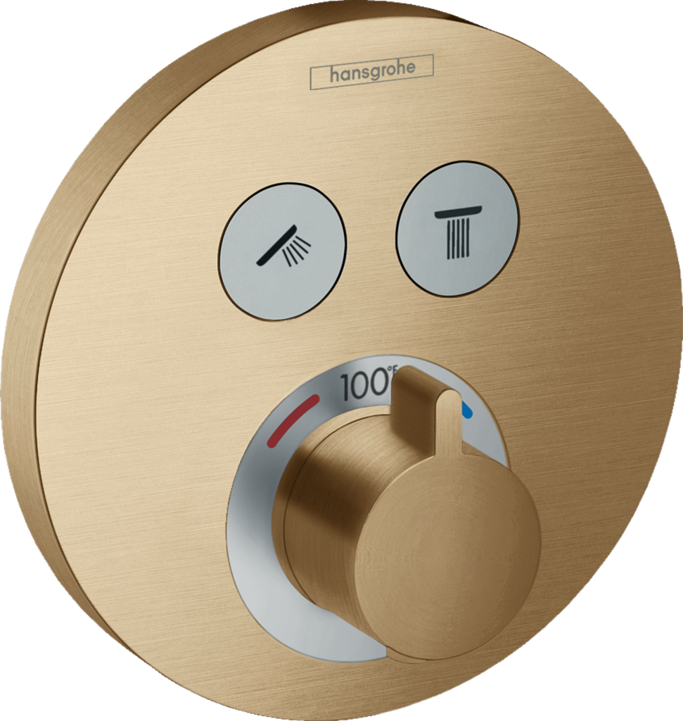 Hansgrohe 15743141 Hg Showerselect E Thermostatic Trim 2 Function, Round Brushed Bronze