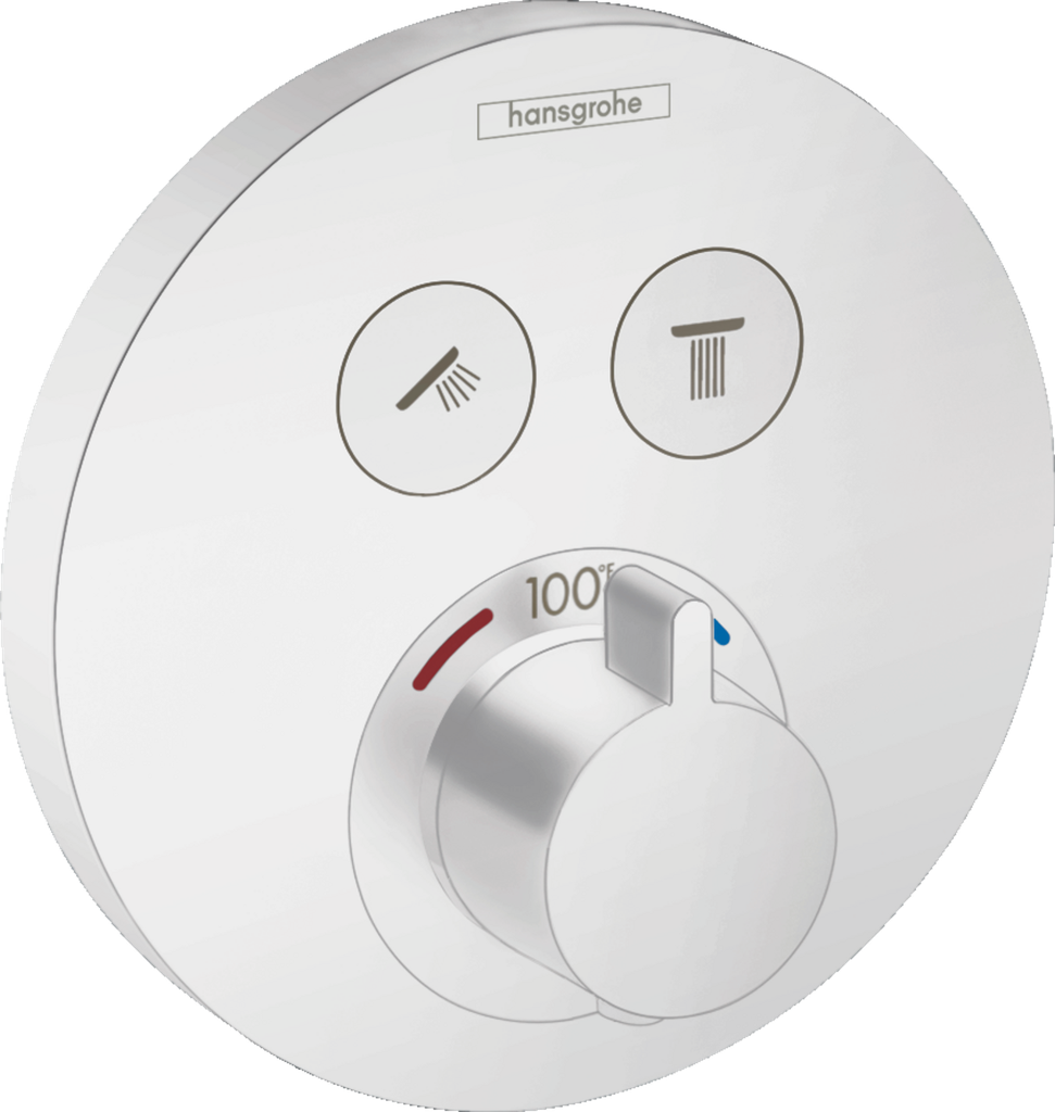 Hansgrohe 15743701 Hg Showerselect E Thermostatic Trim 2 Function, Round Matte White