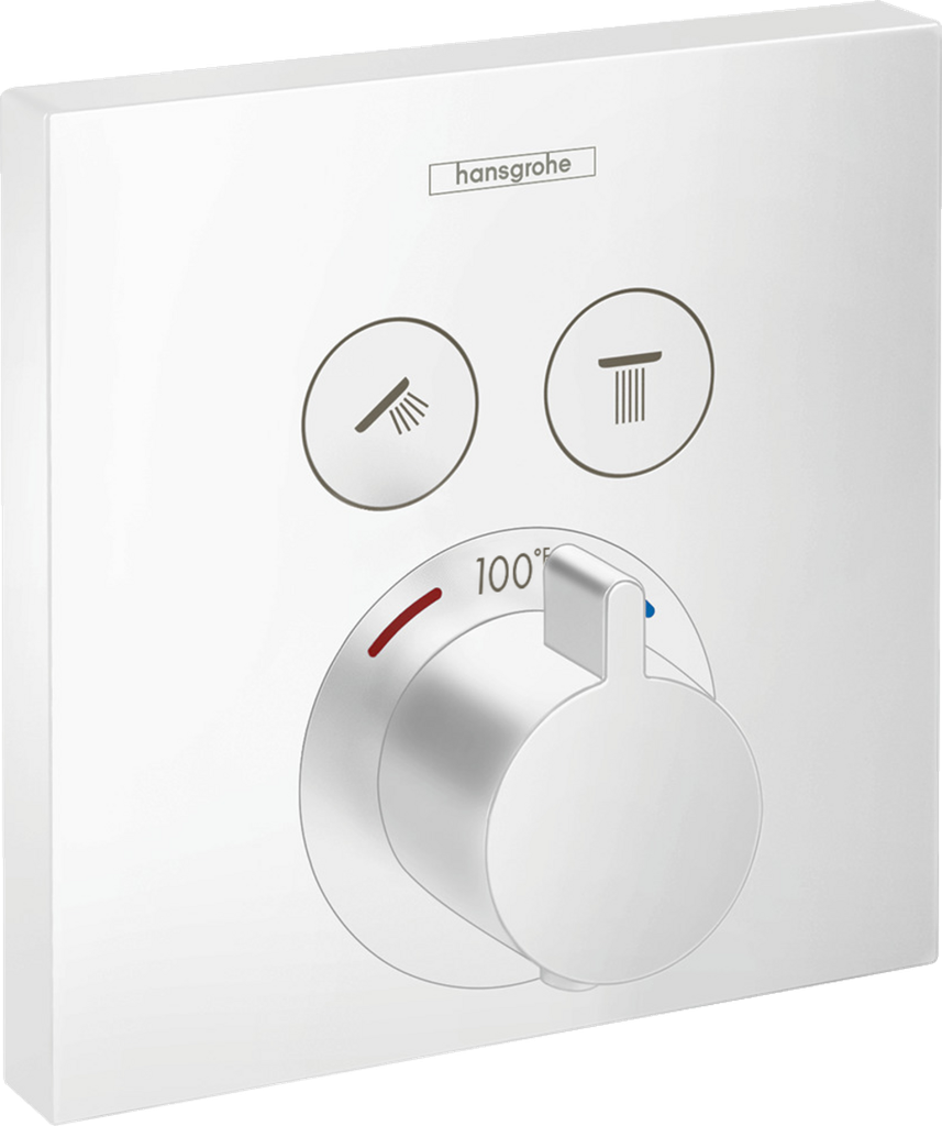 Hansgrohe 15763701 Hg Showerselect E Thermostatic Trim 2 Function, Square Matte White