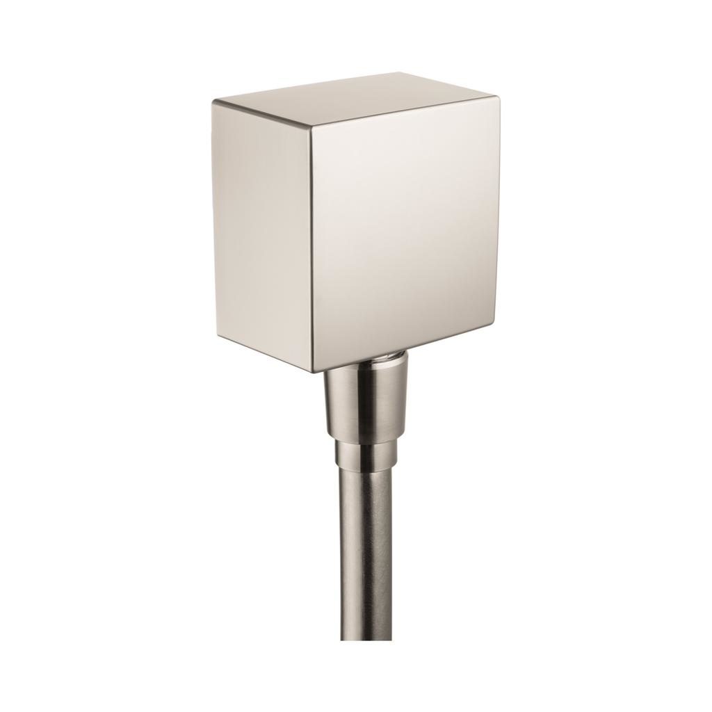 Hansgrohe 26455821 FixFit Wall Outlet Square With Check Valves Brushed Nickel