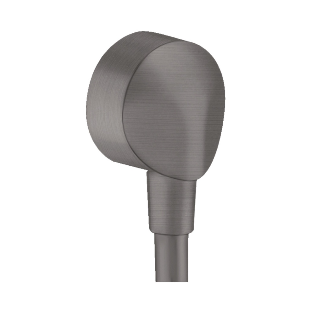 Hansgrohe 27458343 FixFit Wall Outlet Round with Check Valves Brushed Black Chrome