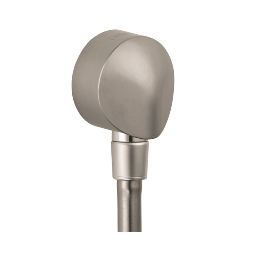Hansgrohe 27458823 FixFit Wall Outlet Round with Check Valves Brushed Nickel