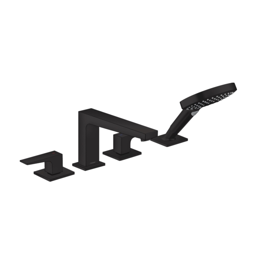 Hansgrohe 32557671 Metropol 4-Hole Roman Tub Set Trim With Lever Handles Matte Black
