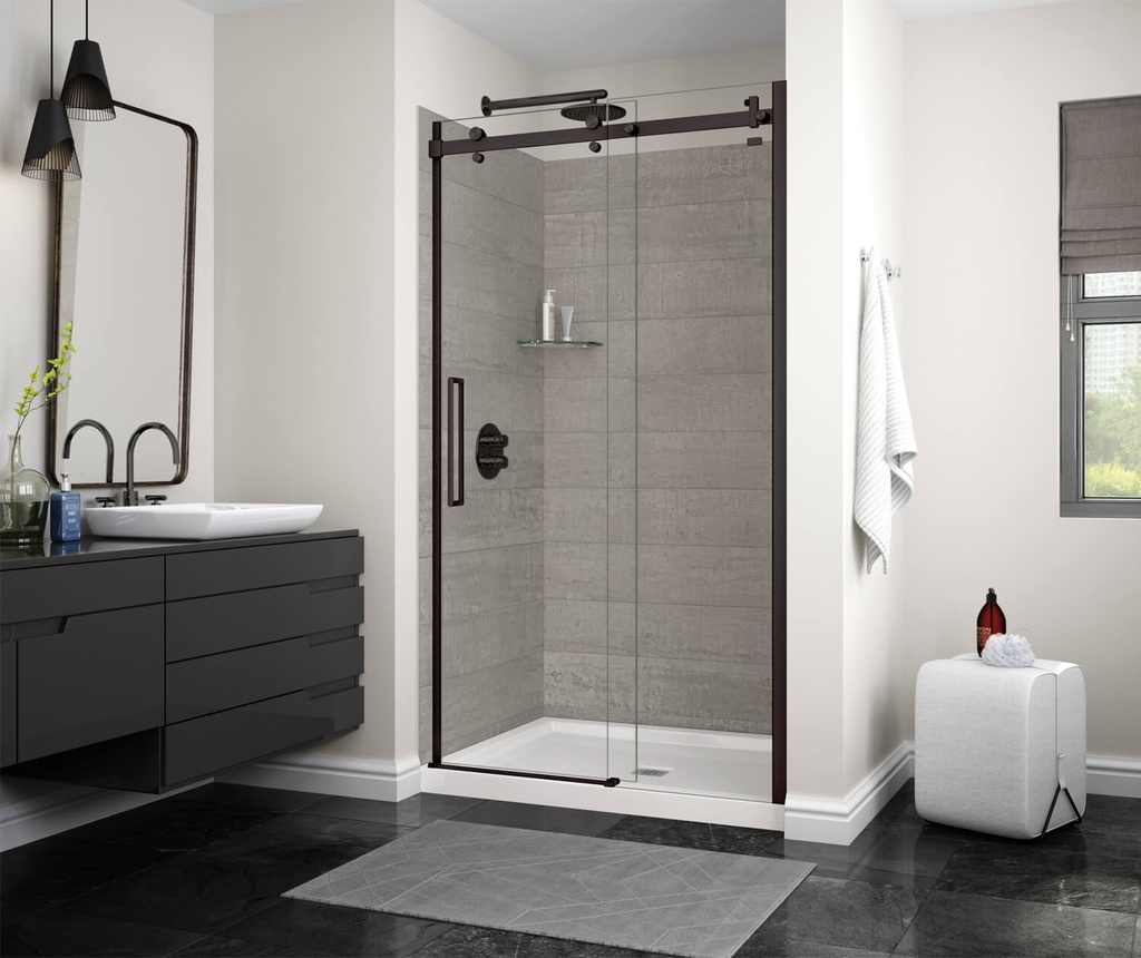 Maax 138996-900-340-000 Halo 44 _-47 x 78 _ in. 8mm Sliding Shower Door for Alcove Installation with Clear glass in Matte Black