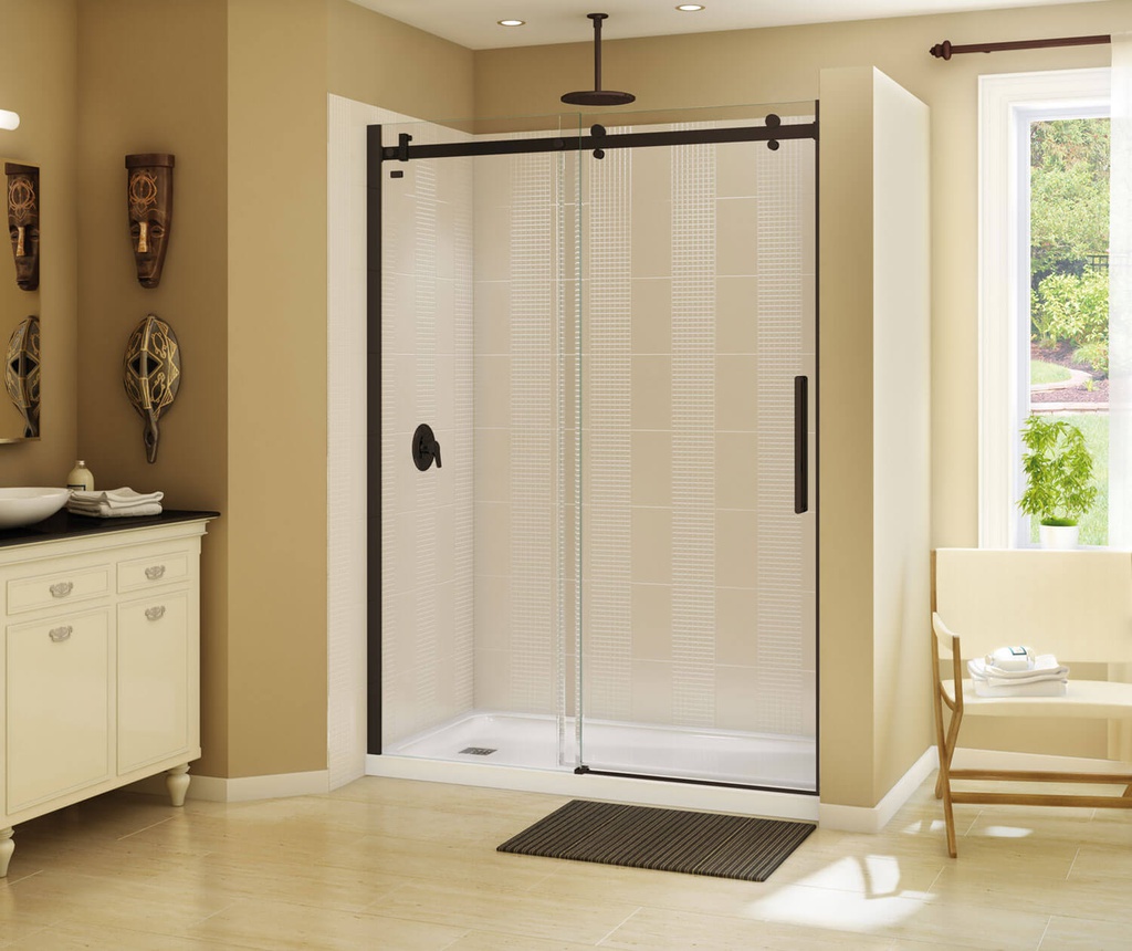 Maax 138997-900-173-000 Halo 56 _-59 x 78 _ in. 8mm Sliding Shower Door for Alcove Installation with Clear glass in Dark Bronze
