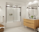 Maax 139398-900-173-000 Halo 56 _-59 x 59 in. 8 mm Sliding Tub Door for Alcove Installation with Clear glass in Dark Bronze