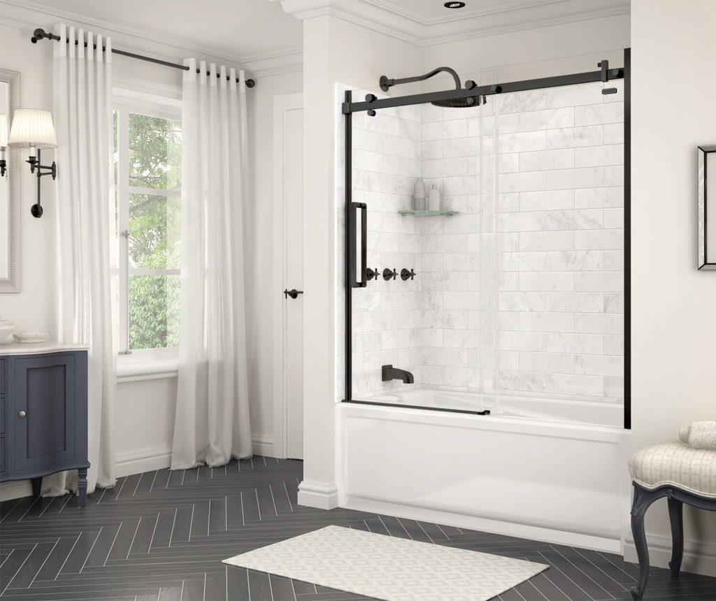 Maax 139398-900-340-000 Halo 56 _-59 x 59 in. 8 mm Sliding Tub Door for Alcove Installation with Clear glass in Matte Black