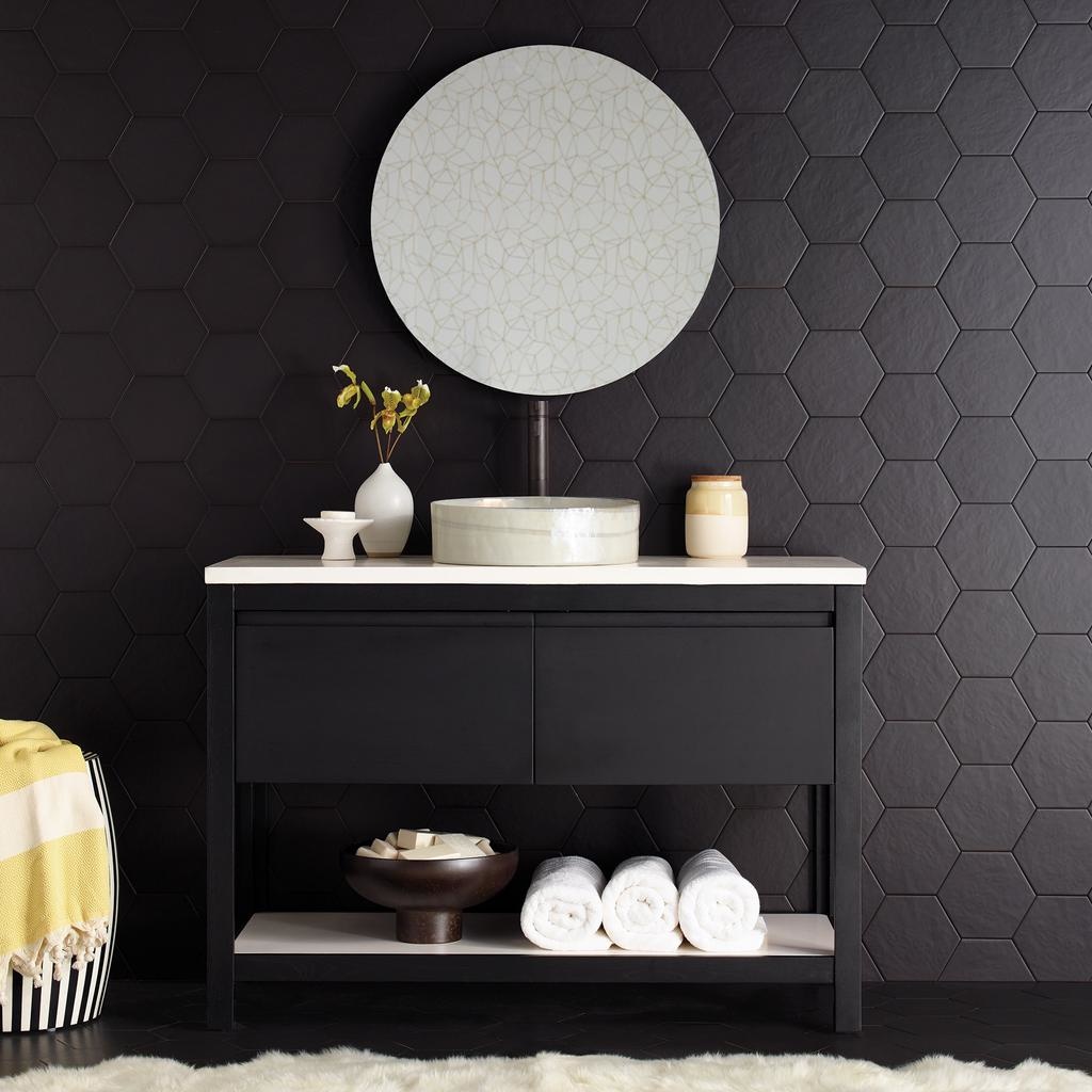 Native Trails VNO488 48" Solace Vanity in Midnight Oak with Pearl Shelf