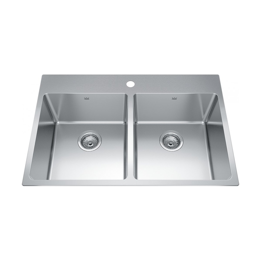 Kindred BDL2233-9-1 Brookmore Drop in Double Bowl Kitchen Sink Stainless Steel