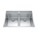 Kindred BDL2233-9-1 Brookmore Drop in Double Bowl Kitchen Sink Stainless Steel