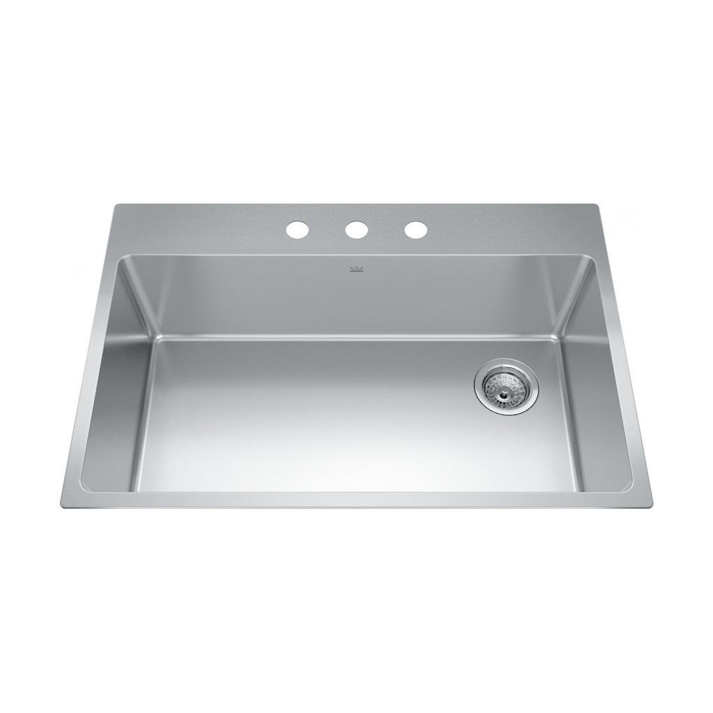 Kindred BSL2233-9-3OW Brookmore Drop in Single Bowl Stainless Steel Kitchen Sink
