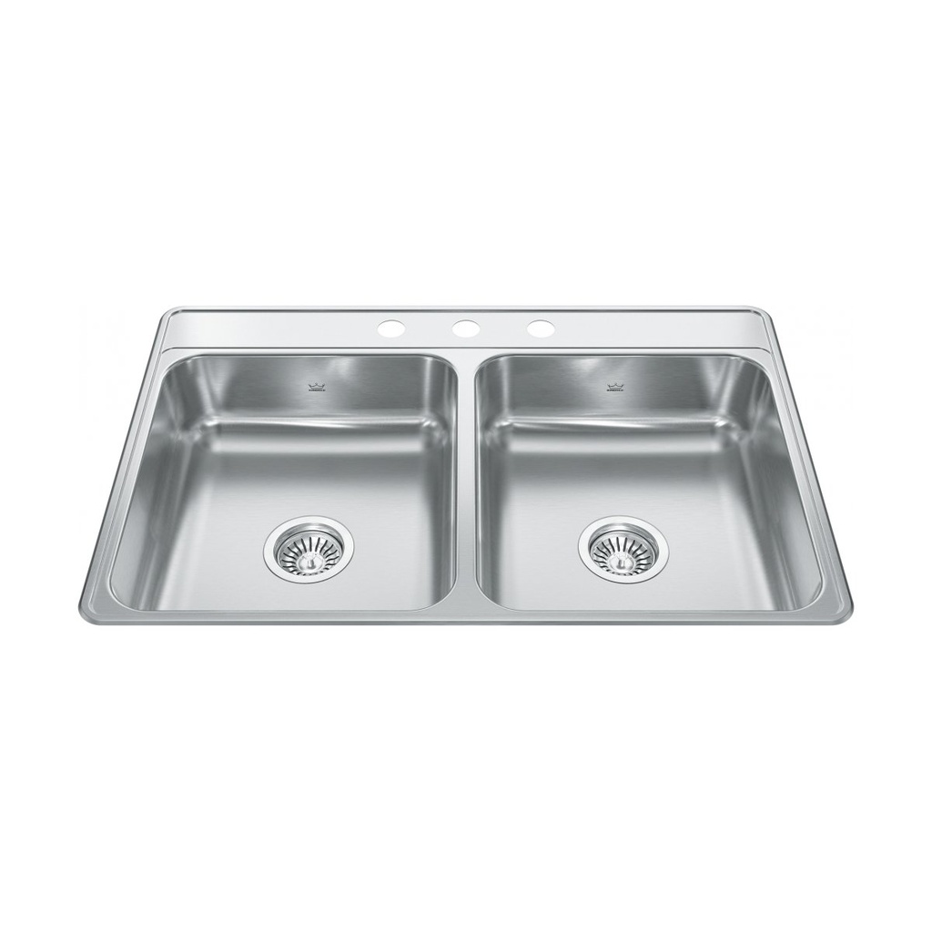 Kindred CDLA3322-6-3 Creemore Drop In Double Bowl Stainless Steel Kitchen Sink