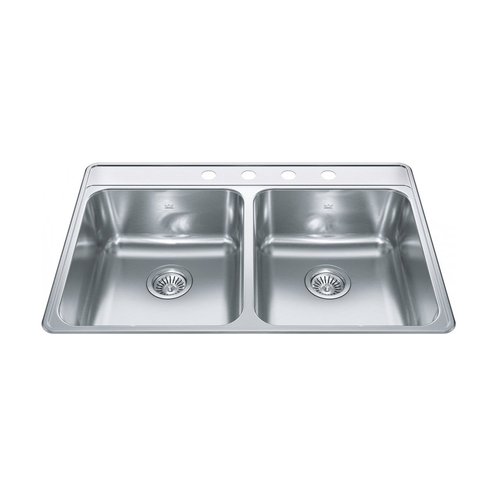 Kindred CDLA3322-8-4CB Creemore Drop In Double Bowl Stainless Steel Kitchen Sink