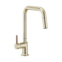 Brizo 63065LF-PNLHP Odin Square Pull-Down Kitchen Faucet Less Handle Polished Nickel