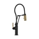 Brizo 63143LF-BLGL Litze Articulating Faucet With Knurled Handle Matte Black Luxe Gold