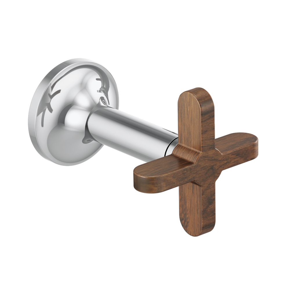 Brizo HX5875-PCWD Odin Wall Mount Lavatory Cross Handles Polished Chrome Wood