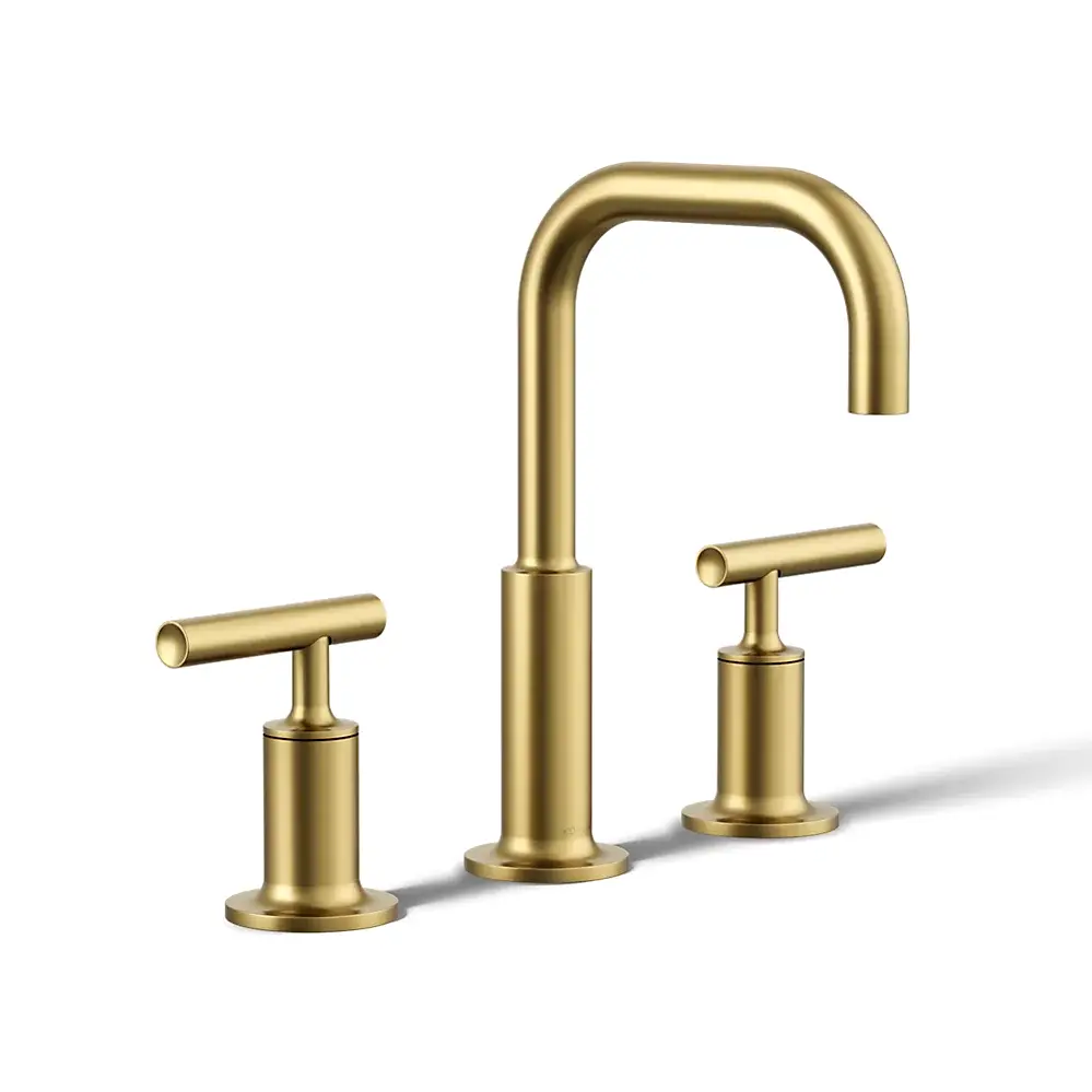 Kohler 14406-4-2MB Purist Widespread Bathroom Sink Faucet Vibrant Brushed Modern Brass