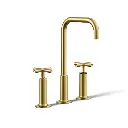 Kohler 14408-3-2MB Purist Widespread Bathroom Sink Faucet Vibrant Brushed Modern Brass