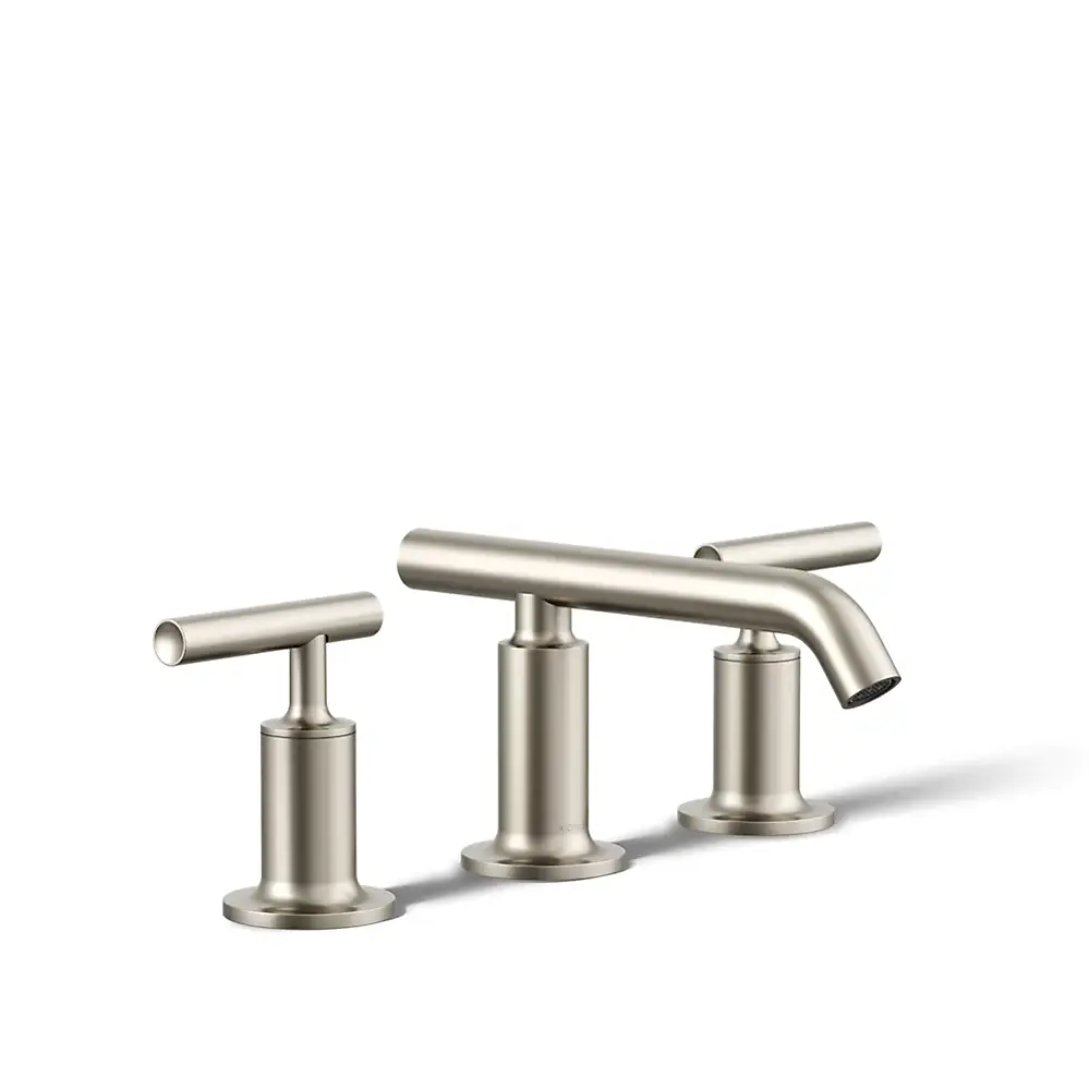 Kohler 14410-4-BN Purist Widespread Bathroom Sink Faucet Lever Handles Vibrant Brushed Nickel