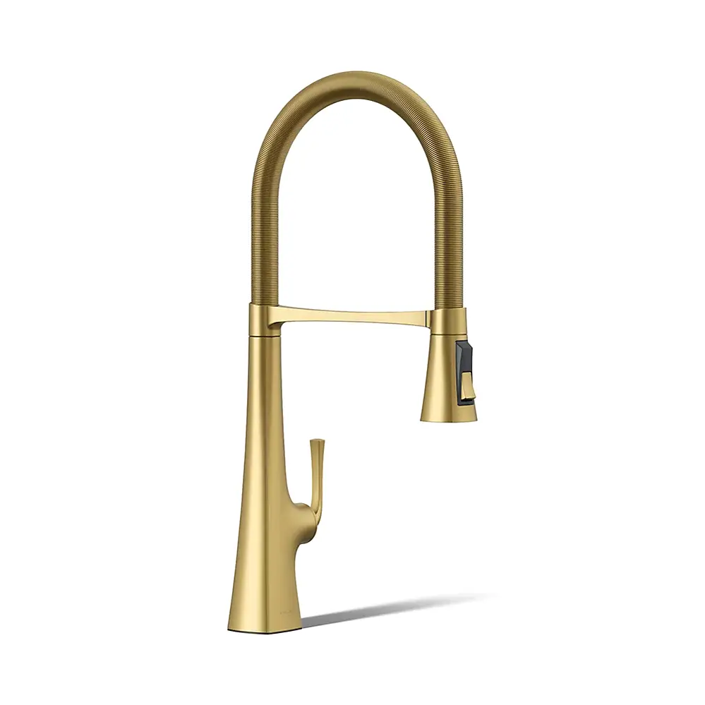 Kohler 22060-2MB Graze Semi Professional Kitchen Sink Faucet Vibrant Brushed Moderne Brass