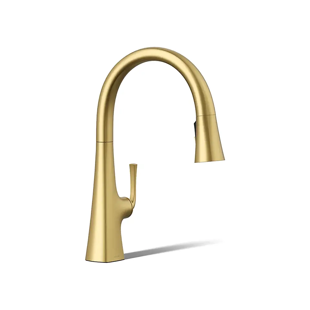 Kohler 22062-2MB Graze Pull Down Kitchen Sink Faucet Vibrant Brushed Modern Brass
