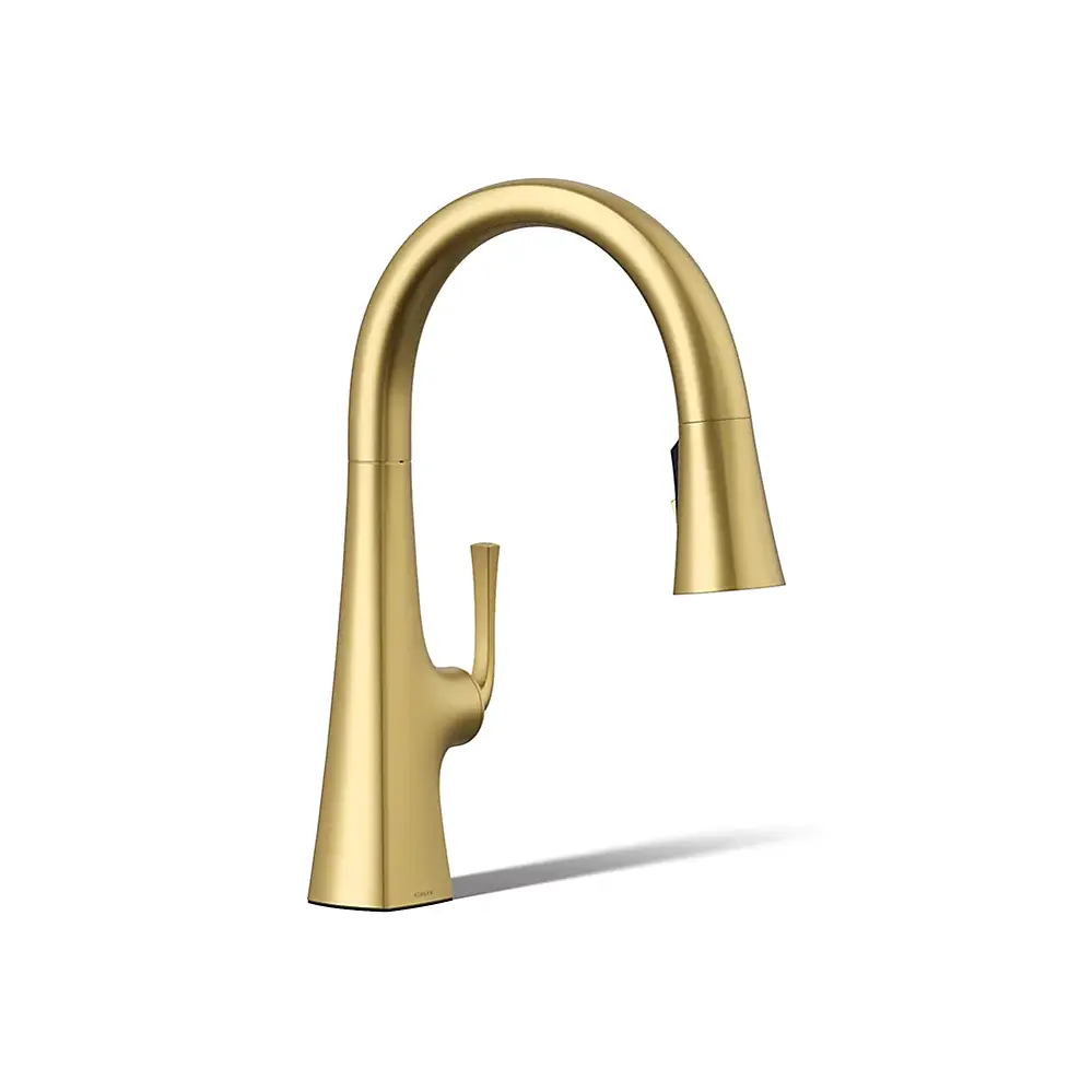 Kohler 22063-2MB Graze Pull Down Kitchen Sink Faucet Three Function Sprayhead Vibrant Brushed Modern Brass