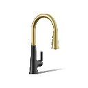 Kohler 23766-BMB Tone Touchless Pull Down Kitchen Sink Faucet Matte Black Brushed Modern Brass