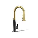 Kohler 23766-WB-BMB Tone Touchless Pull Down Kitchen Sink Faucet Matte Black Brushed Modern Brass