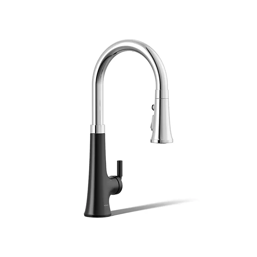 Kohler 23766-WB-CBL Tone Touchless Pull Down Kitchen Sink Faucet Polished Chrome Matte Black
