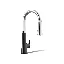 Kohler 23766-WB-CBL Tone Touchless Pull Down Kitchen Sink Faucet Polished Chrome Matte Black