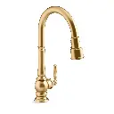 Kohler 29709-2MB Artifacts Touchless Pull Down Kitchen Sink Faucet Vibrant Brushed Moderne Brass