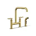 Kohler 7548-4-2MB Purist Two Hole Bridge Kitchen Faucet Vibrant Brushed Moderne Brass
