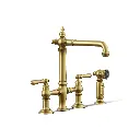 Kohler 76519-4-2MB Artifacts Three Hole Bridge Kitchen Faucet Vibrant Brushed Moderne Brass