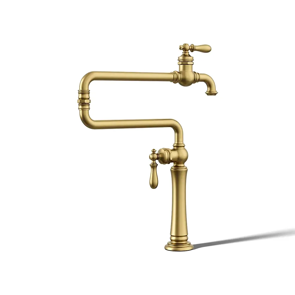 Kohler 99271-2MB Artifacts Deck Mount Pot Filler Vibrant Brushed Moderne Brass